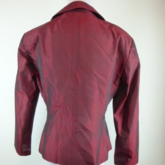 Tahari burgundy red silk jacket blazer 10 classic - Picture 2 of 5